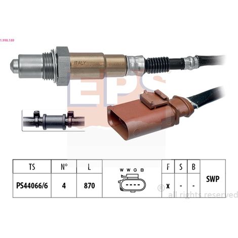 Sonde lambda EPS 1.998.189 SEAT 03H 906 262 AS 04C 906 262