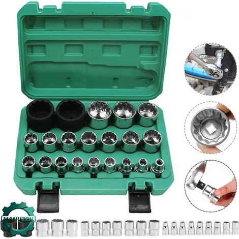Manuzen - Douilles 12 pans 1/2″ 8–36 mm – jeu de 21 pièces (1/3)