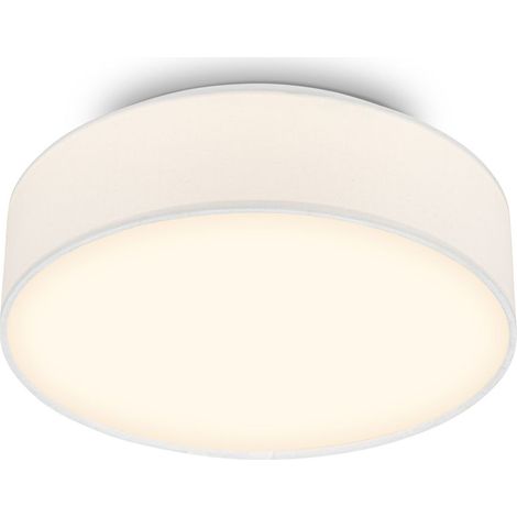 Briloner LED Deckenlampe Stoffschirm Ø30x10,5 cm Rund 16W 1800lm 3000K Warmweiß Weiß - Deckenleuchte Wohnzimmer Schlafzimmer Küche Flur (1/5)