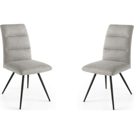 Sedia da cucina in tessuto Grigio Chiaro gambe metallo HILL set 2 pezzi (1/4)