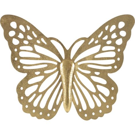 Farfalla decorativa da muro in ferro traforato oro 43x35 cm (1/5)