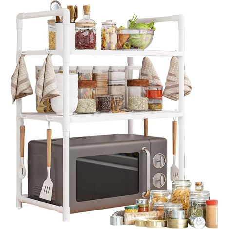 Support pour four à micro-ondes, étagère de rangement multifonctionnelle pour la maison, double couche, blanche,