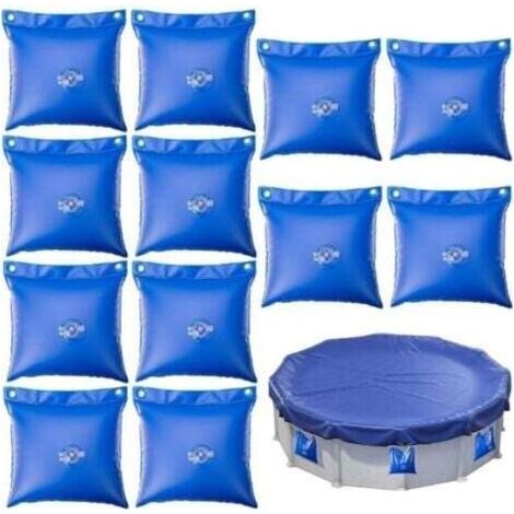 Lot de 12 sacs à eau de piscine - Poids d'eau carré,Petit sac à eau épais en PVC,Pour couverture de piscine,Pour lester les bâches de piscine