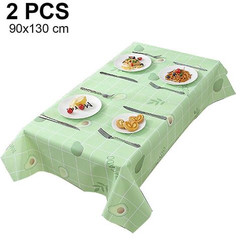 Set mit 2 rechteckigen PVC-Tischdecken, wasser- und ölabweisend, fleckenabweisend und leicht zu reinigen