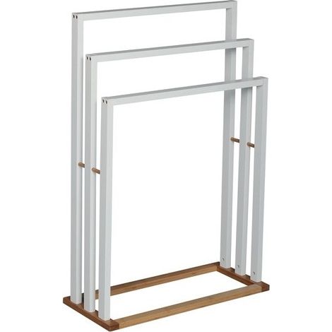 Toallero Bambú y MDF Blanco MSV (1/4)