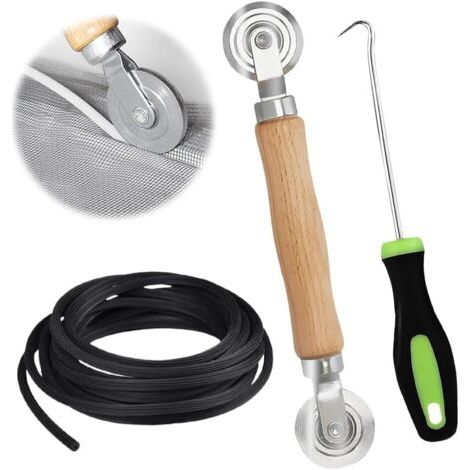 Moustiquaire de Fenetre Outils de Remplacement, Rouleau de Roue + 10m Corde en Caoutchouc + 3.5 mm D'extracteur de Fenêtre Crochet, pour Tulle Anti Moustiquaires Toile Fenetre (1/5)