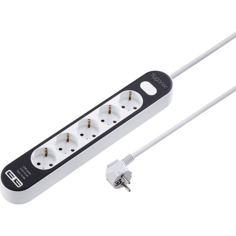 Sygonix SY-4538276 Multipresa con interruttore 5 scomparti Bianco, Nero Schuko 1 pz. (1/5)