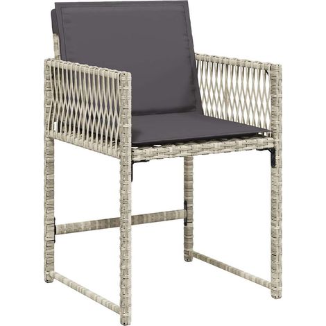 vidaXL Sedie da Giardino con Cuscini 4 pz Grigio Chiaro in Polyrattan (1/5)