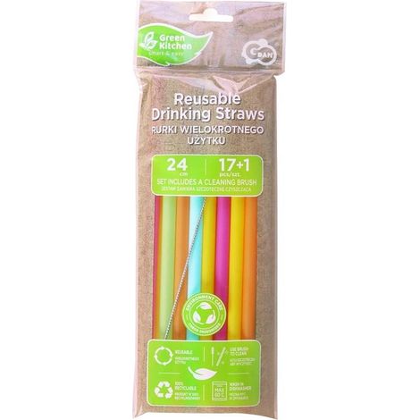 17 pajitas reutilizables + cepillo