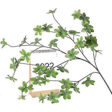 Clochette suspendue en feuilles artificielles haut de gamme, style japonais, feuilles à multiples feuilles, décoration intérieure, plante artificielle à sept étoiles, fausses fleurs, horloge suspendue (1/4)