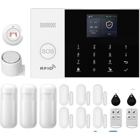 Système d'alarme intelligent, contrôle mobile, capteurs de détection de mouvement, D, Prise EU (1/2)