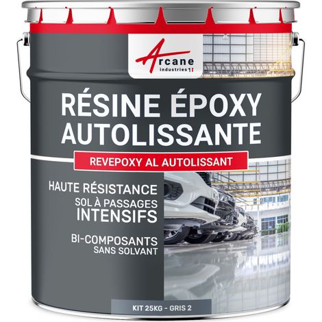 Arcane Industries – Résine époxy autolissante 25 kg – Peinture pour sol intérieur – Effet miroir – Résistance chimique et mécanique élevée