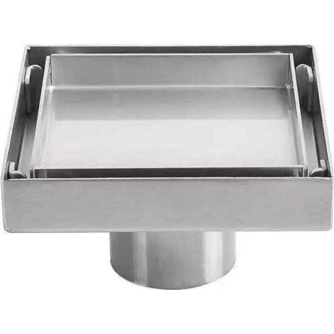 Siphon de sol carré 10x10cm en acier inoxydable 304 – Drain déodorant épaissi pour salle de bain et cuisine – Installation facile (1/4)
