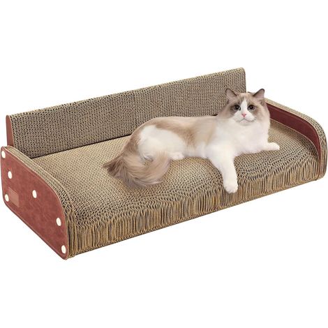 Griffoir pour Chat XXL - Grattoir Chat 62cm Design Canapé - Carton Ondulé Renforcé - pour Lit et Salon (1/5)