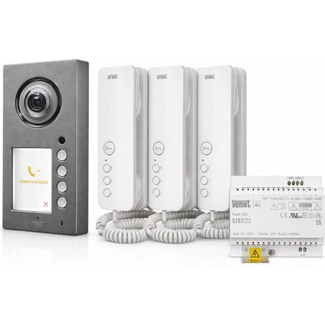 Kit citofono 2 fili Urmet 3 famiglie 2Voice con pulsantiera Mikra2 Plus predisposta video