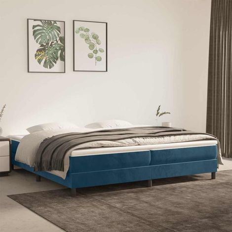 Lit à sommier tapissier et matelas, Lit double, Lit adulte Bleu foncé 200x200cm Velours GSW65687 (1/5)