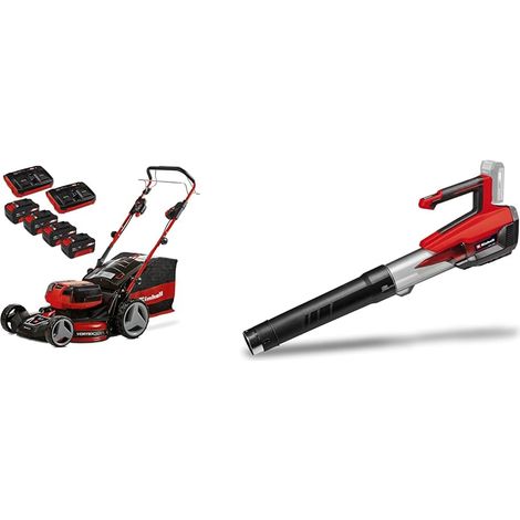 Tondeuse à Gazon sans Fil GP-CM 36/47 S HW Li Power X-Change (36V, 47cm Coupe, autotractée) 4 Batteries 4,0Ah et 2 Chargeurs Doubles + Souffleur sans Fil GP-LB 18/200 Li E