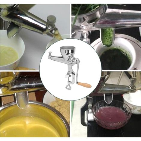 Spremiagrumi manuale multifunzionale in acciaio inox per erba di grano, frutta e verdura - Spremiagrumi a manovella con base sicura e filtro separatore