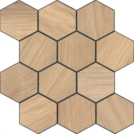 Lot de 4 crédences adhésives murales 3D - Effet carrelage hexagonal Naturel 25x25 cm (1/5)
