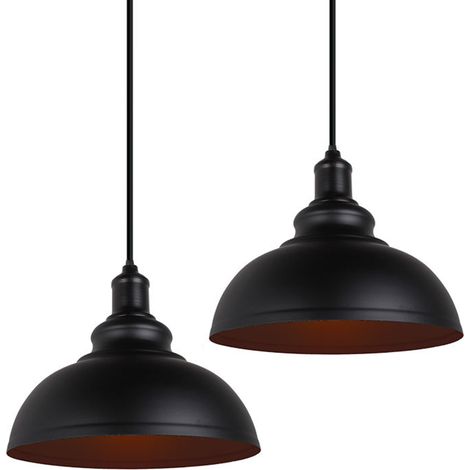Wottes – Lustre suspension industriel rétro E27 abat-jour fer réglable noir Ø29cm – Pour espaces modernes – Luminaire design pour salon et cuisine (1/4)
