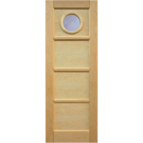 Porte nue, sans cadre, bois Erable, 73 cm, hublot, rive droite  - Reivilo