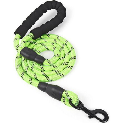 Laisse pour chien 1,8 m avec poignée rembourrée – Fils réfléchissants – Pour chiens de petite, moyenne et grande taille – Distributeur de sacs inclus (1/5)