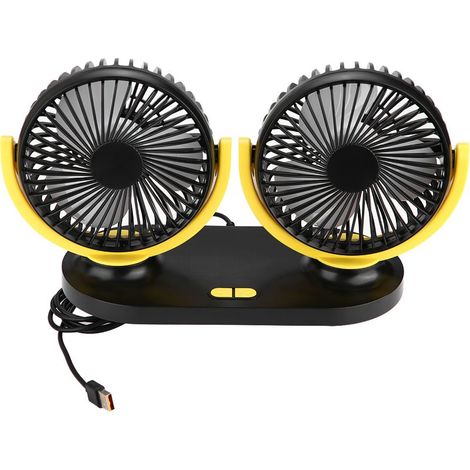 Ventilateur de voiture USB à double tête, climatiseur Portable, refroidisseur automatique, Ventilation 12V, noir et jaune (1/5)