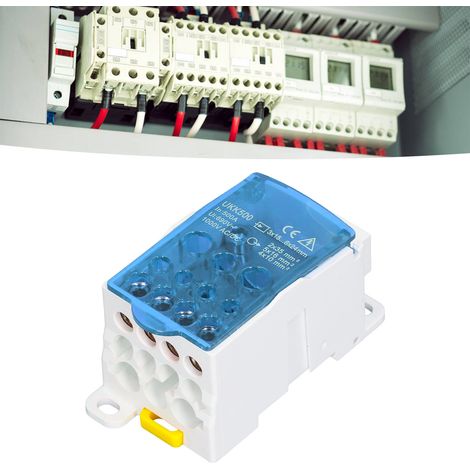 UKK500 C45 DIN-Schienen-Einpol-Anschlussdose, verbindbarer Anschlussschalter, 690 V 500 A, blau (1/5)