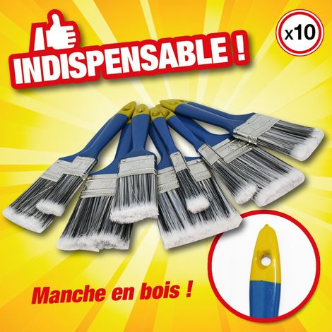 LOT DE 10 PINCEAUX À PEINTURE AVEC MANCHE EN BOIS (1/3)