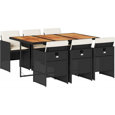 Maison Exclusive - Set de comedor de jardín 7 pzas y cojines ratá (1/5)