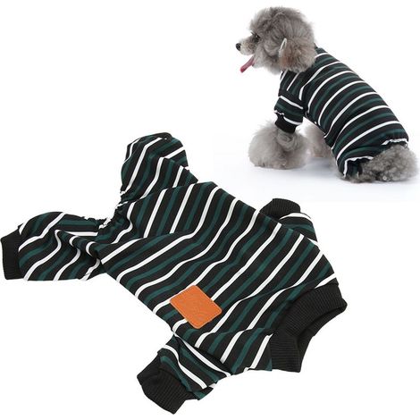 Pyjama rayé pour chien, combinaison tendance, mignonne, chaude, confortable et extensible pour chiens, chiots, chats et autres animaux de compagnie, taille M (1/5)