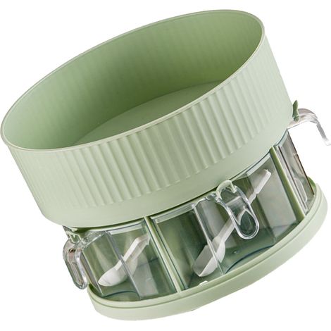 Plateau tournant à épices de cuisine à 2 niveaux en plastique, rotation à 360°, multifonctionnel, pour ranger les épices dans un placard, un garde-manger ou sur un plan de travail (vert).