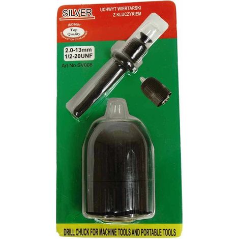 Cabezal para taladro de 13 mm 1/2" + adaptador / plateado