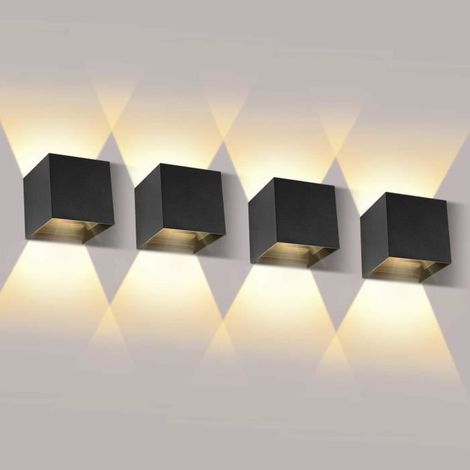 Lampada da parete da 12W, 4 luci LED per interni/esterni, impermeabile IP65, adatta per camere da letto, case, corridoi e soggiorni. (1/4)