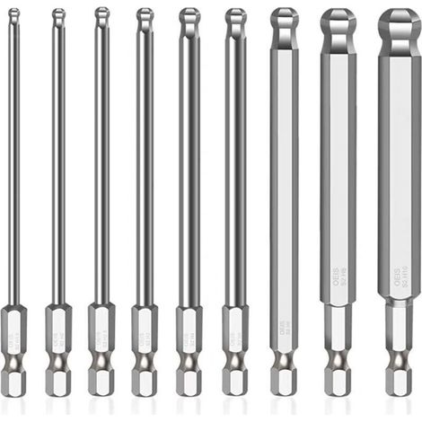 pieces 1/4 inch Hex Magnetic Screwdriver Bit, 100mm Long Magnetic Screwdriver Bit for Manual Screwdrivers and Electric Screwdrivers (Size: H1.5/2/2.5/3/4/5/6/8/10mm) (9) (1/4)