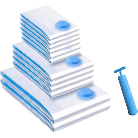 12 Vakuumbeutel vêtements, luftdicht, Handpumpe, platzsparend, Ventil (1/5)