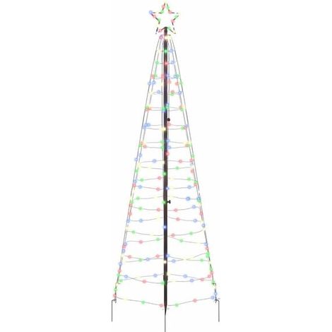 Sapin de Noël LED avec insert au sol, multicolore, 250 cm, en fer forgé. (1/5)