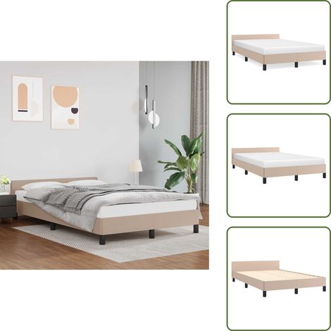 Bettgestell mit Kopfteil ohne Matratze Cappuccino 120x200 cm - Bettsofa - Doppelbett - Boxspringbetten - Lattenrost - Kopfteil (1/5)