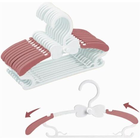 28-37cm Rouge et Blanc Cintres Enfants en Plastique - 20pcs Cintre Enfant Empilables, Antidérapants Baby Hangers Extensibles pour (1/4)