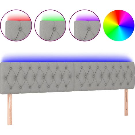 Tête de lit,Panneau décoratif à LED Gris clair 180x7x78/88 cm Tissu CFW1952170 (1/5)
