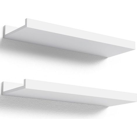 Étagère murale blanche, 90 x 13 cm, Ensemble de 2 étagères flottantes en bois MDF (1/5)