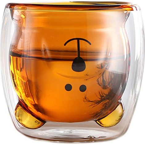Tasse En Verre - Double Paroi Isolante - Pour Café Thé Expresso Jus Smoothie - 350 ml - Transparent Ou Brun Thé - 1 Pièce (1/3)
