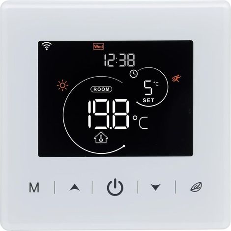 Thermostat WiFi,Thermostat chaudiere gaz a Pile,Thermostat d'ambiance programmable à 2 Fils contrôlé par Tuya ou Smart Life,Compatible avec Alexa et Google Home Commande Vocale,3A,Blanc,Mural (1/5)