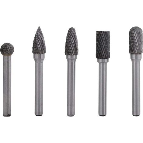Vtizikl Kit de 5pcs Fraises Rotatives en Carbure de Tungstène Double Coupe Tige 6mm Tête 10mm Outil Perceuse Ponceuse (1/5)