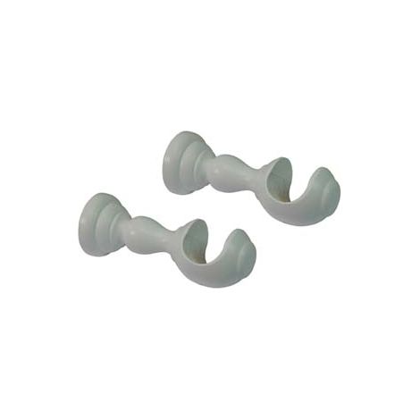 SUPPORTO APERTO Ø MM.35 IN LEGNO BIANCO PER SCORRITENDA- - cm.18 - 2 pezzi