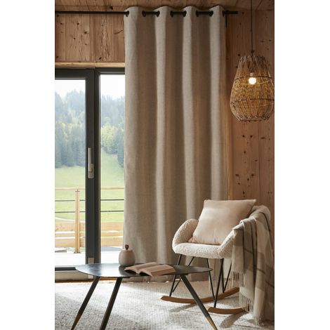 Rideau occultant phonique et thermique doublé polaire "Bjorn" 100% opaque l'Effet Papillon - Bjorn Pampa - 1 Panneau Occultant + Polaire 140 x 240 cm (1/4)