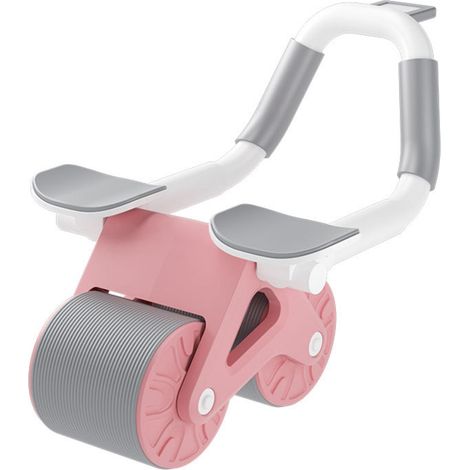 Lot rond double abdos antiderapant silencieux roue AB salle de sport maison fitness rose (1/5)