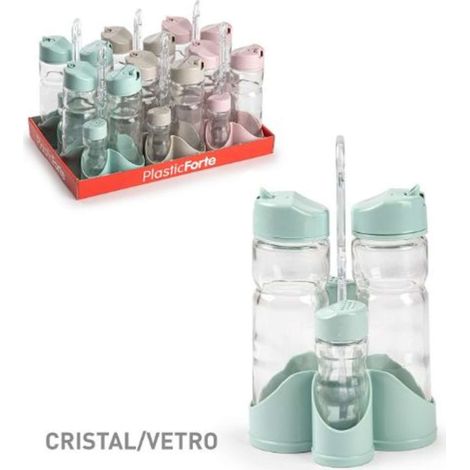 Set Menage da Tavola in Plastica e Vetro 3 Colori