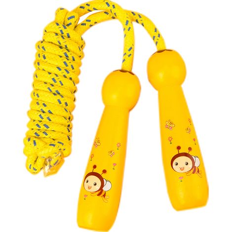 Corde à Sauter Enfant - Coton Doux Réglable - Poignées en Bois Naturel - Pour Enfants À Partir de 5 Ans - 1 Pièce (1/5)