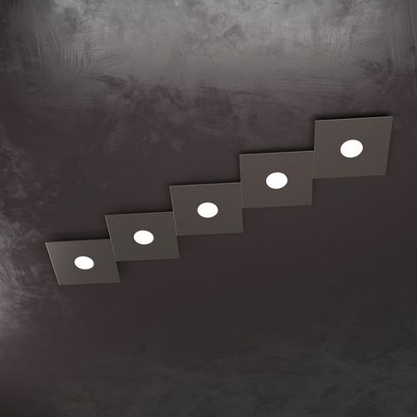 Plafoniera moderna top light eccentric 1156 5l gx53 led metallo lampada parete soffitto, finitura metallo marrone